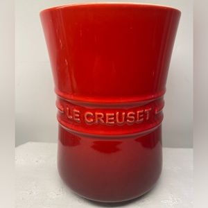 Le Creuset Untensil holder red ombré. Cerise. Stoneware untensil crock.
